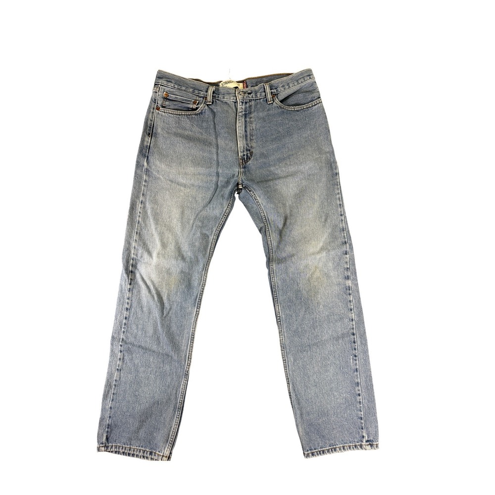 Levis 505 Mens Straight Fit Light Wash Blue Denim Jeans 36x32 Cotton 005054884